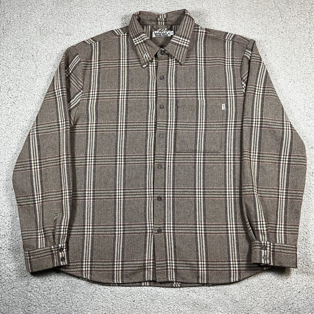 Hidden Characters Shirt Mens XL Brown Plaid Wool Blend Streetwear Flannel